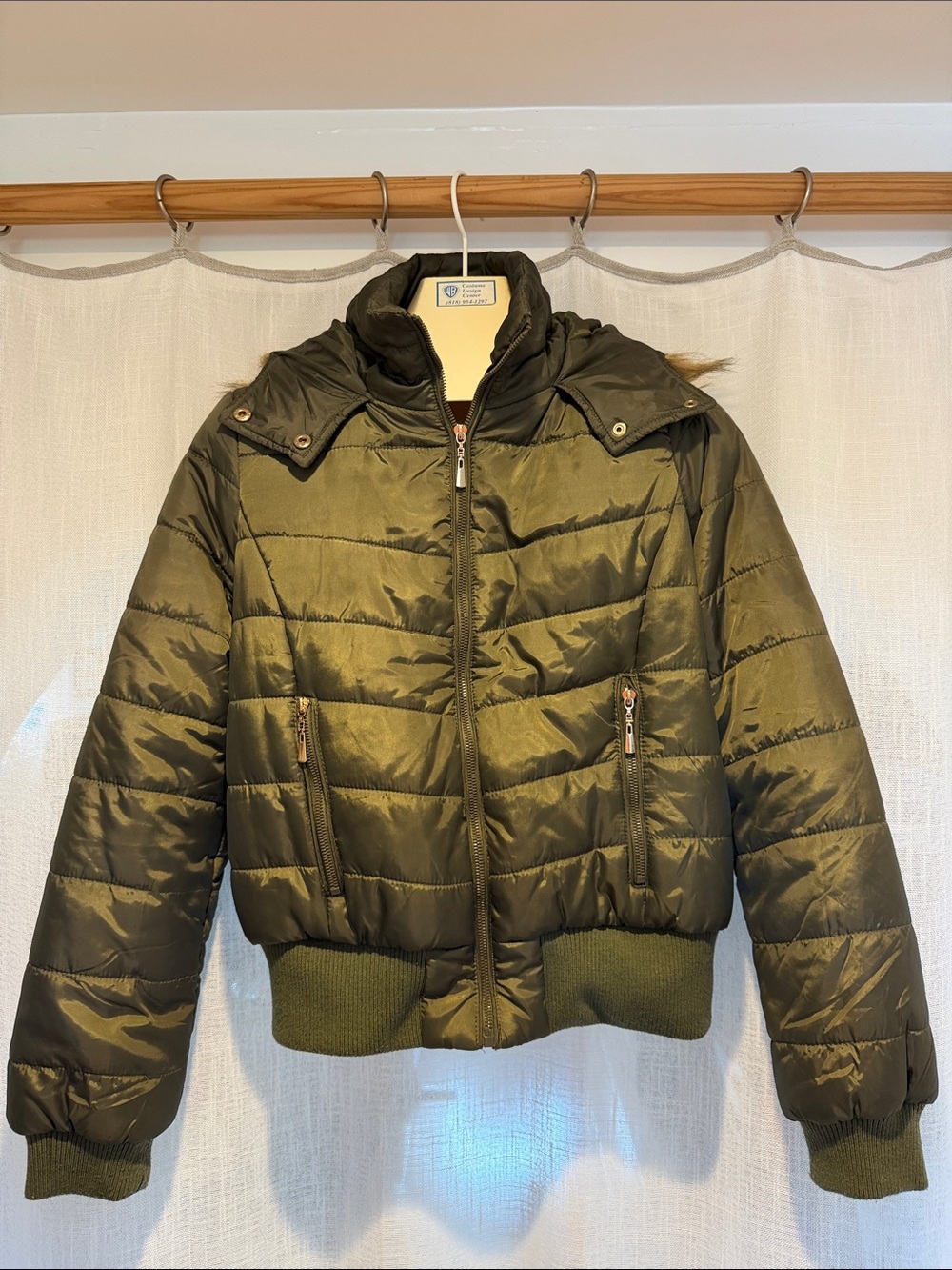 J2 light padded jacket - faux fur hood hem - as new condition